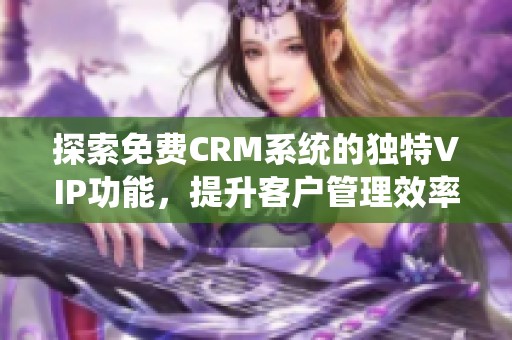 探索免费CRM系统的独特VIP功能，提升客户管理效率