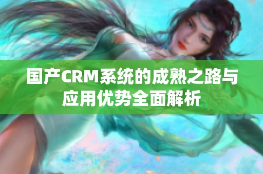 国产CRM系统的成熟之路与应用优势全面解析