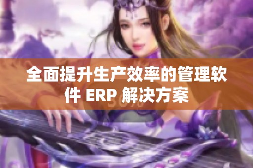 全面提升生产效率的管理软件 ERP 解决方案