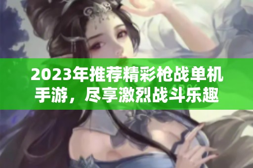 2023年推荐精彩枪战单机手游，尽享激烈战斗乐趣