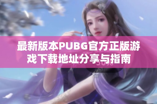 最新版本PUBG官方正版游戏下载地址分享与指南