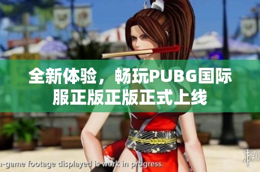 全新体验，畅玩PUBG国际服正版正版正式上线