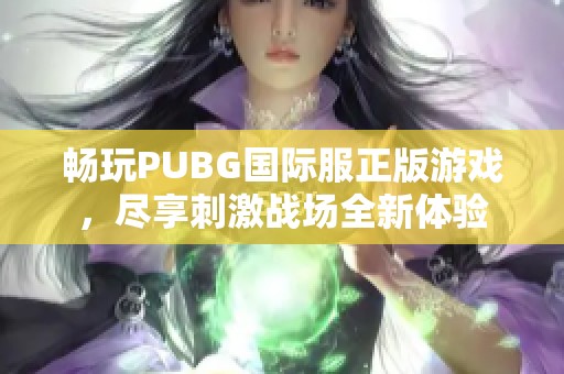 畅玩PUBG国际服正版游戏，尽享刺激战场全新体验